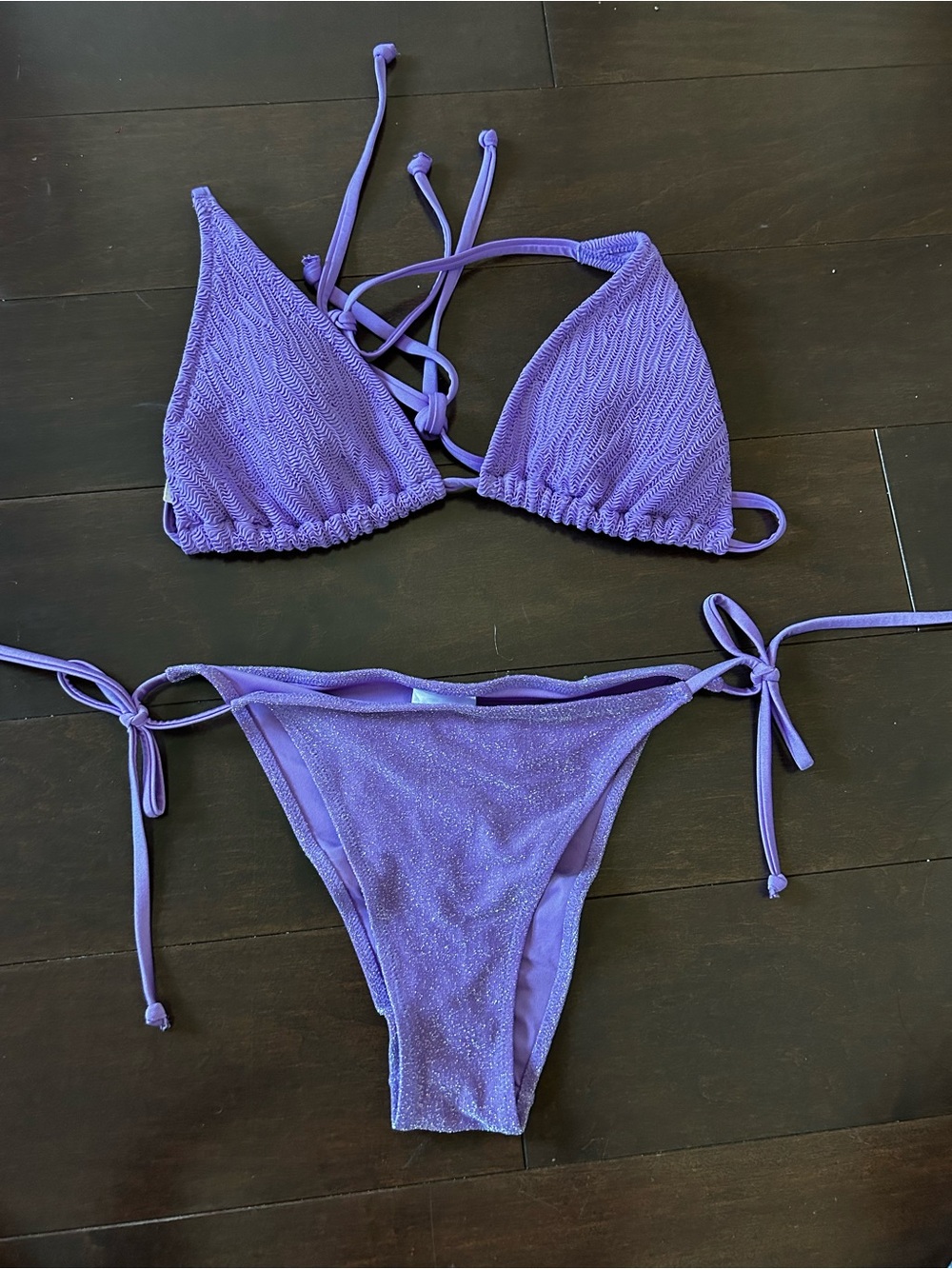 H&M Purple Tie-Side Triangle Bikini Set